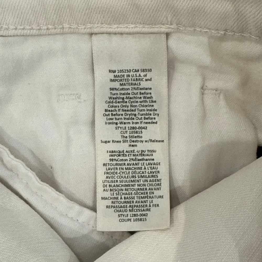 Current Elliott White Denim Frayed Hem Jean Shorts 30